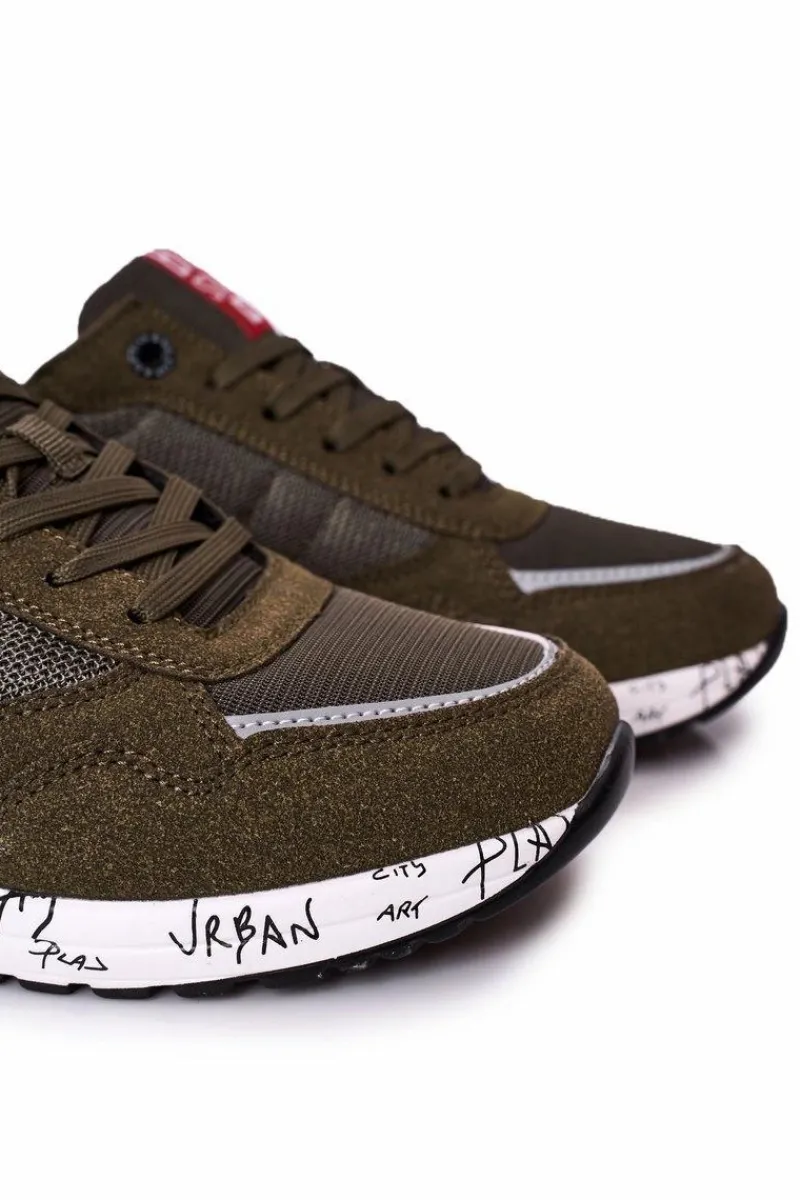 Clearance Męskie Sportowe Buty Memory Foam Big Star FF174209 Zielone Męskie Trampki Męskie Big Star|Obuwie Sportowe Męskie