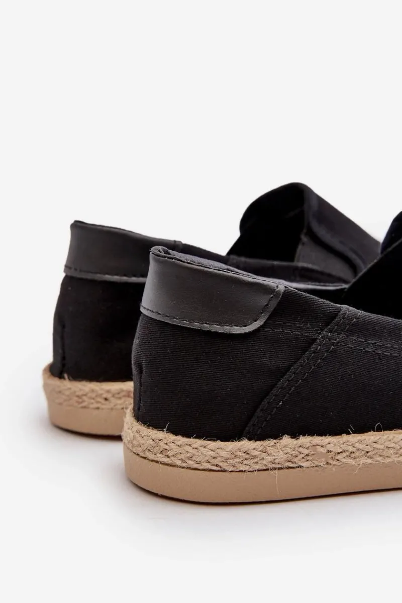 Trampki Niskie|Trampki Męskie Niskie>Evento Męskie Tenisówki Espadryle Z Plecionką Czarne Fenen Czarny