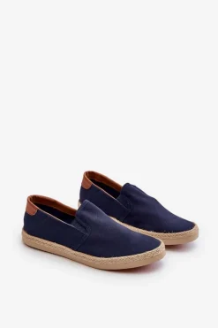 Online Evento Męskie Tenisówki Espadryle Z Plecionką Granatowe Fenen