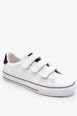 Clearance Męskie Tenisówki Na Rzepy Big Star LL174632 Białe Męskie Trampki Męskie Big Star|Trampki Niskie