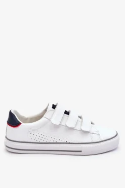 Clearance Męskie Tenisówki Na Rzepy Big Star LL174632 Białe Męskie Trampki Męskie Big Star|Trampki Niskie