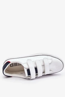 Clearance Męskie Tenisówki Na Rzepy Big Star LL174632 Białe Męskie Trampki Męskie Big Star|Trampki Niskie