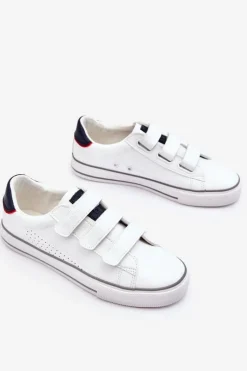 Clearance Męskie Tenisówki Na Rzepy Big Star LL174632 Białe Męskie Trampki Męskie Big Star|Trampki Niskie