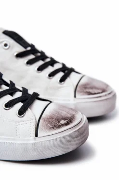 Męskie Tenisówki Trampki BIG STAR JJ174248 Biało-Czarne Męskie Trampki Męskie Big Star|Trampki Niskie