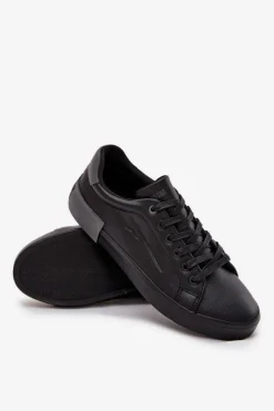 Outlet Big Star Shoes Męskie Trampki Eko Skórzane Big Star OO174019 Czarne Czarny