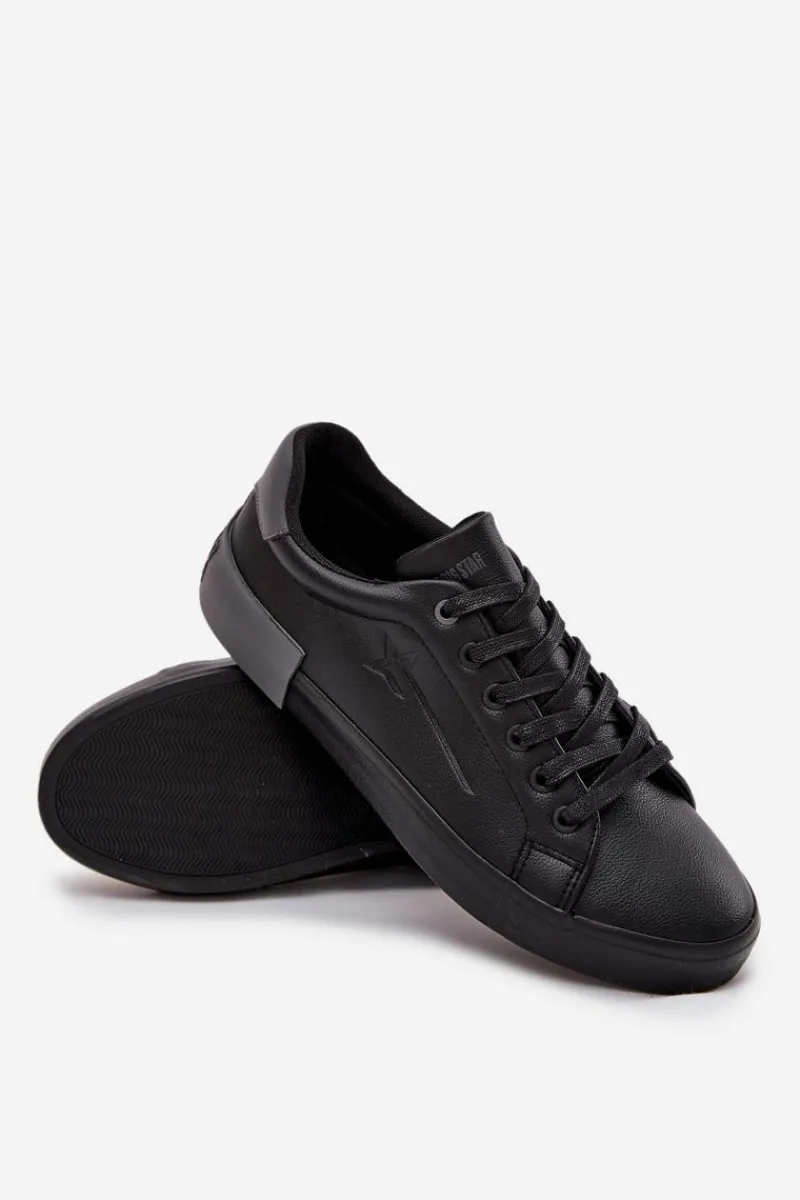 Outlet Big Star Shoes Męskie Trampki Eko Skórzane Big Star OO174019 Czarne Czarny