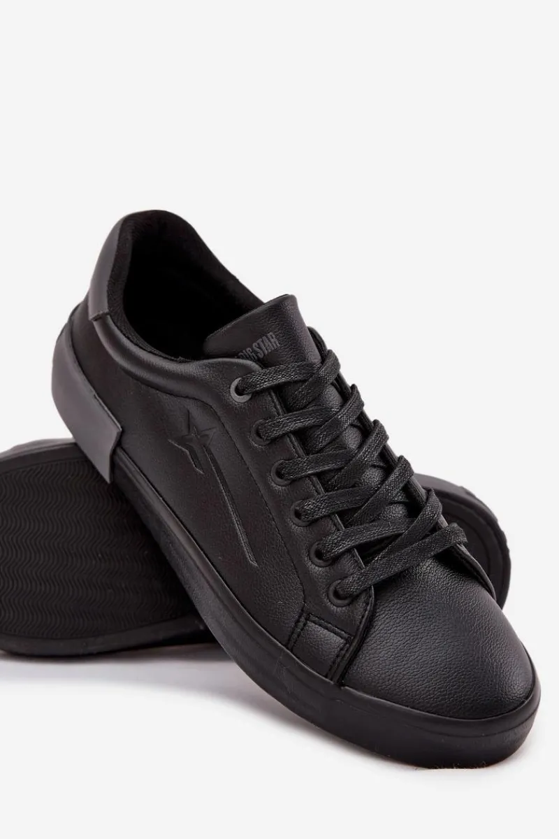 Outlet Big Star Shoes Męskie Trampki Eko Skórzane Big Star OO174019 Czarne Czarny