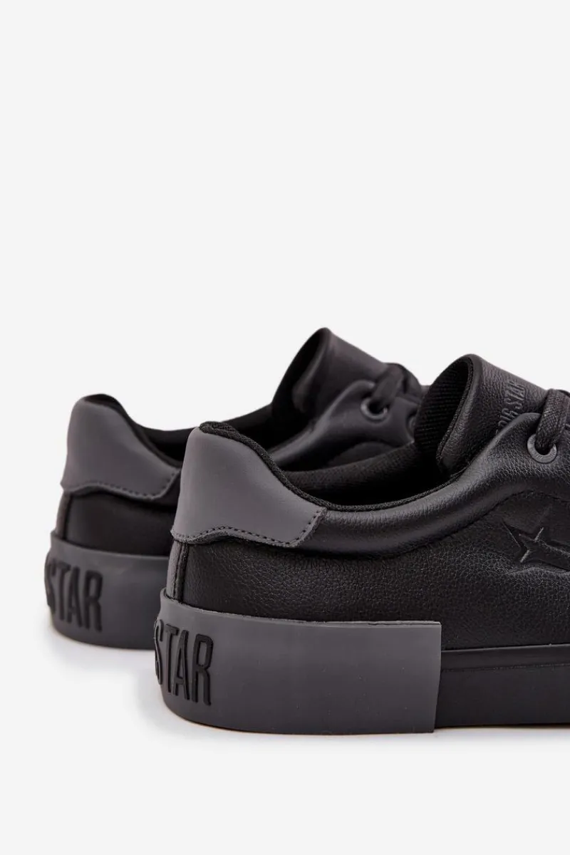 Outlet Big Star Shoes Męskie Trampki Eko Skórzane Big Star OO174019 Czarne Czarny