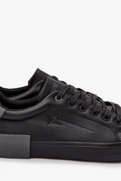 Outlet Big Star Shoes Męskie Trampki Eko Skórzane Big Star OO174019 Czarne Czarny