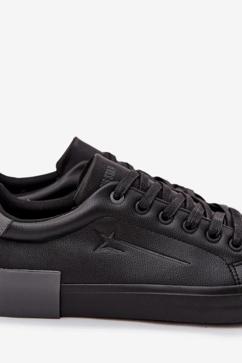 Outlet Big Star Shoes Męskie Trampki Eko Skórzane Big Star OO174019 Czarne Czarny