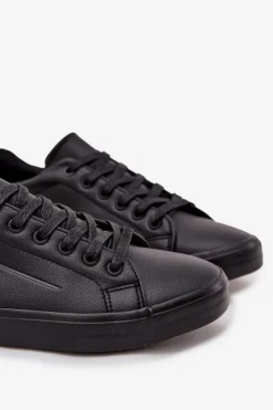 Outlet Big Star Shoes Męskie Trampki Eko Skórzane Big Star OO174019 Czarne Czarny