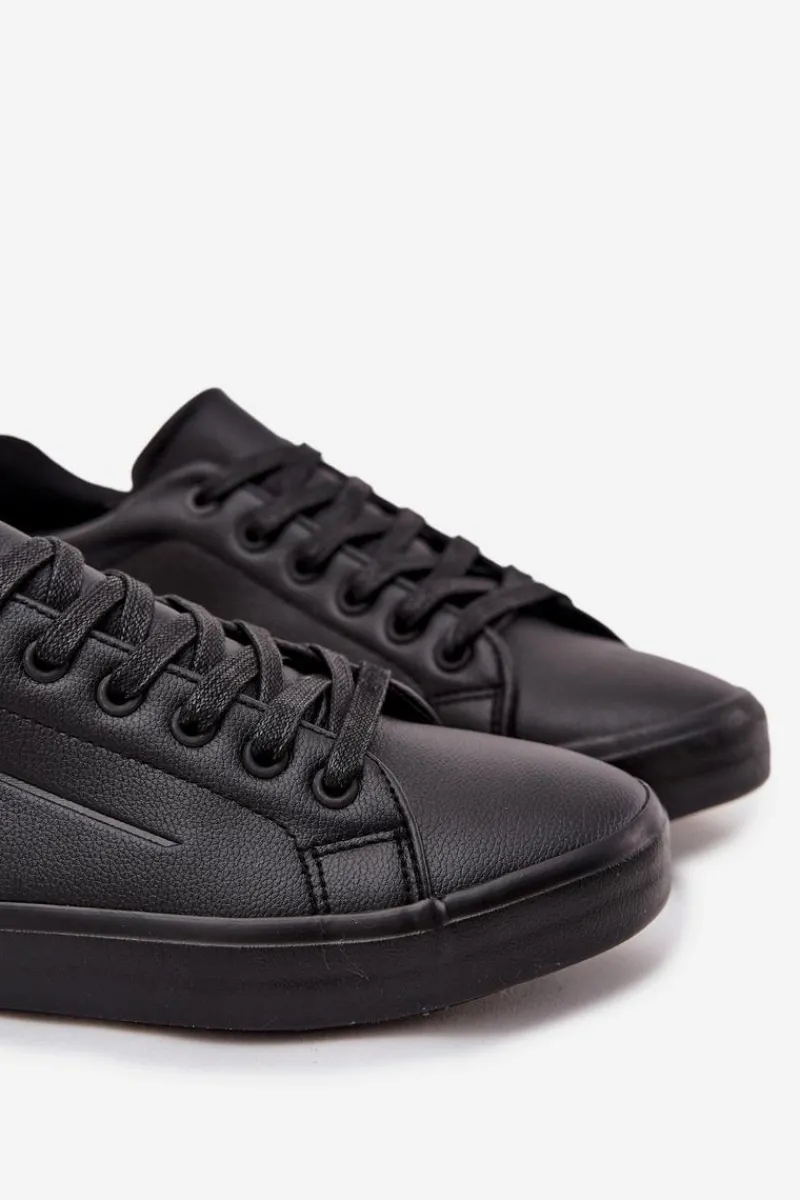 Outlet Big Star Shoes Męskie Trampki Eko Skórzane Big Star OO174019 Czarne Czarny