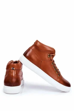 New GOE Męskie Trampki Skórzane Brązowe GG1N3011