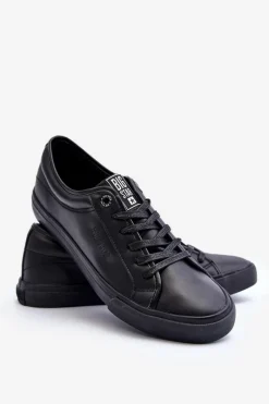 Online Męskie Trampki Z Eko Skóry Czarne Big Star JJ174234 Męskie Trampki Męskie Big Star|Trampki Niskie