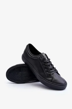 Online Męskie Trampki Z Eko Skóry Czarne Big Star JJ174234 Męskie Trampki Męskie Big Star|Trampki Niskie