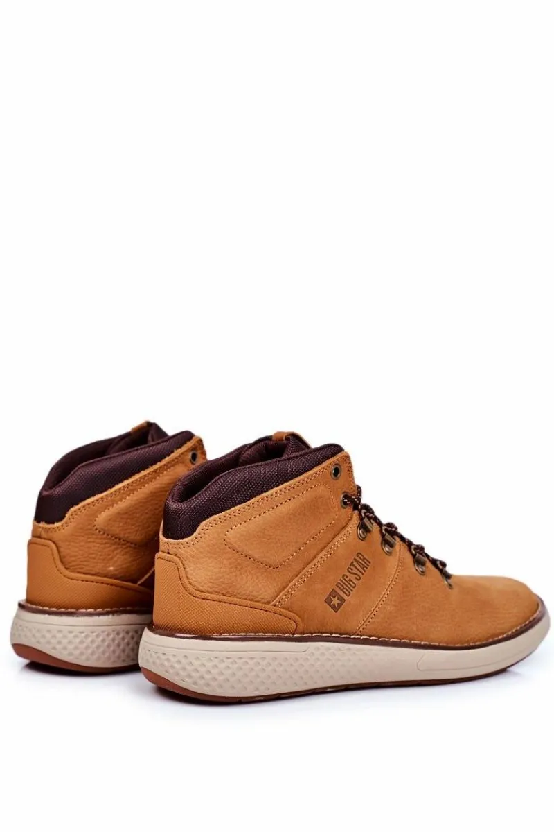 Obuwie Trekkingowe Męskie|Botki Męskie>Big Star Shoes Męskie Trzewiki Skórzane Trekkingi Big Star Camel GG174491
