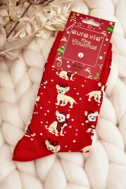 Sale Męskie Świąteczne Bawełniane Skarpetki Z Reniferami Czerwone Skarpetki|Skarpetki