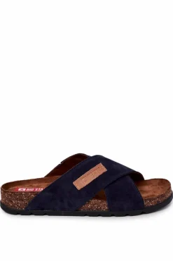 Clearance Big Star Shoes Męskie Wygodne Klapki Big Star JJ176008 Granatowe