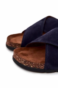 Clearance Big Star Shoes Męskie Wygodne Klapki Big Star JJ176008 Granatowe