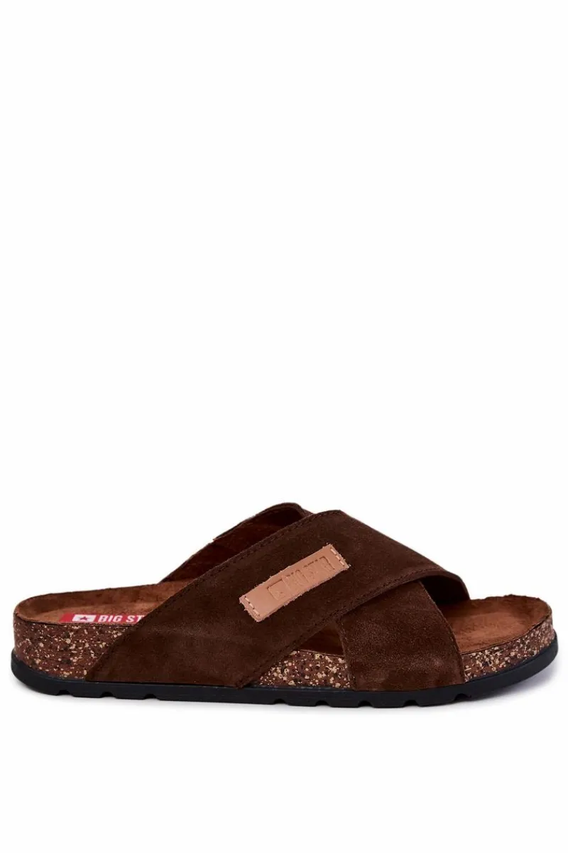 Klapki Męskie Big Star|Klapki Męskie Klasyczne>Big Star Shoes Męskie Wygodne Klapki Big Star JJ176006 Brązowe