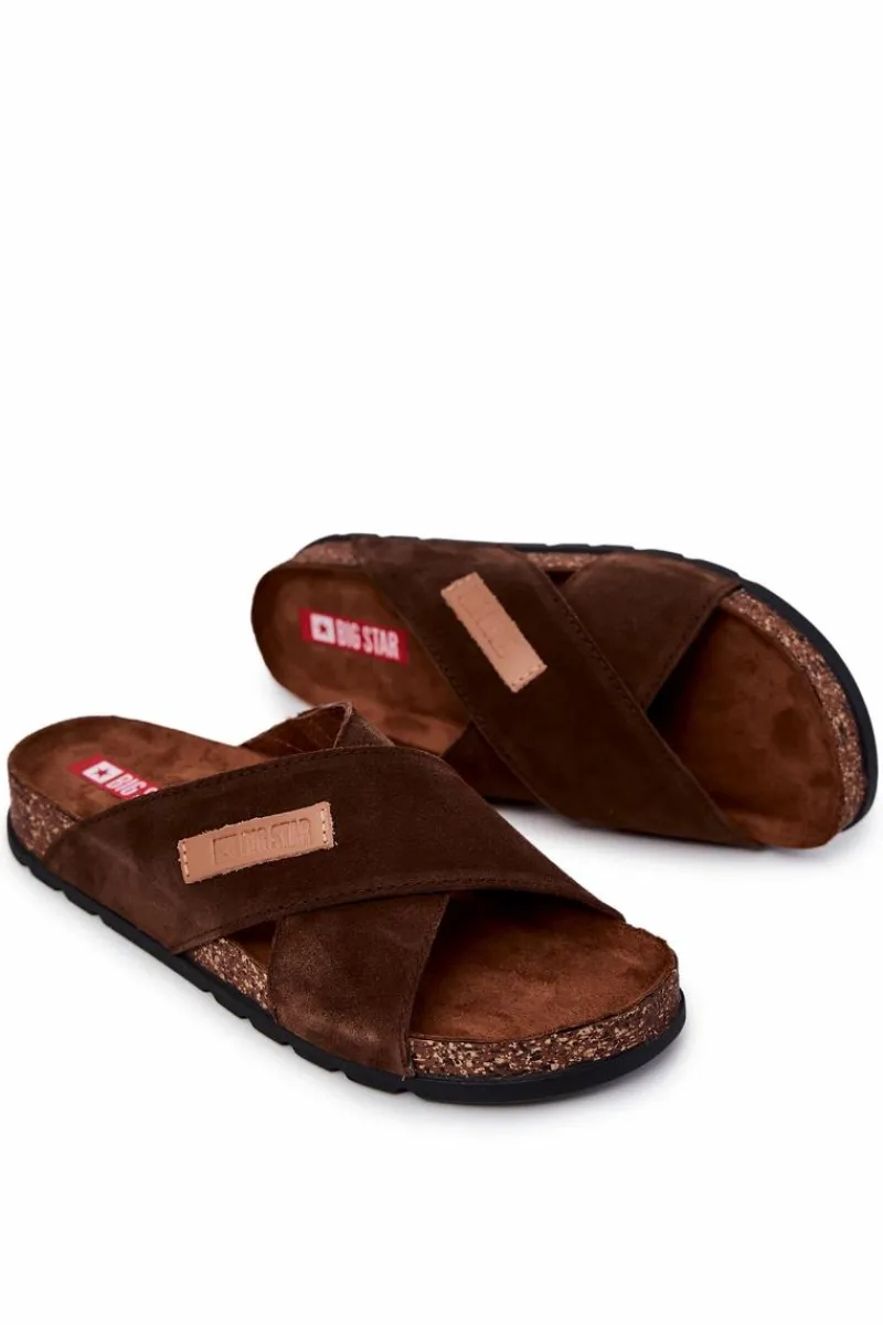 Klapki Męskie Big Star|Klapki Męskie Klasyczne>Big Star Shoes Męskie Wygodne Klapki Big Star JJ176006 Brązowe