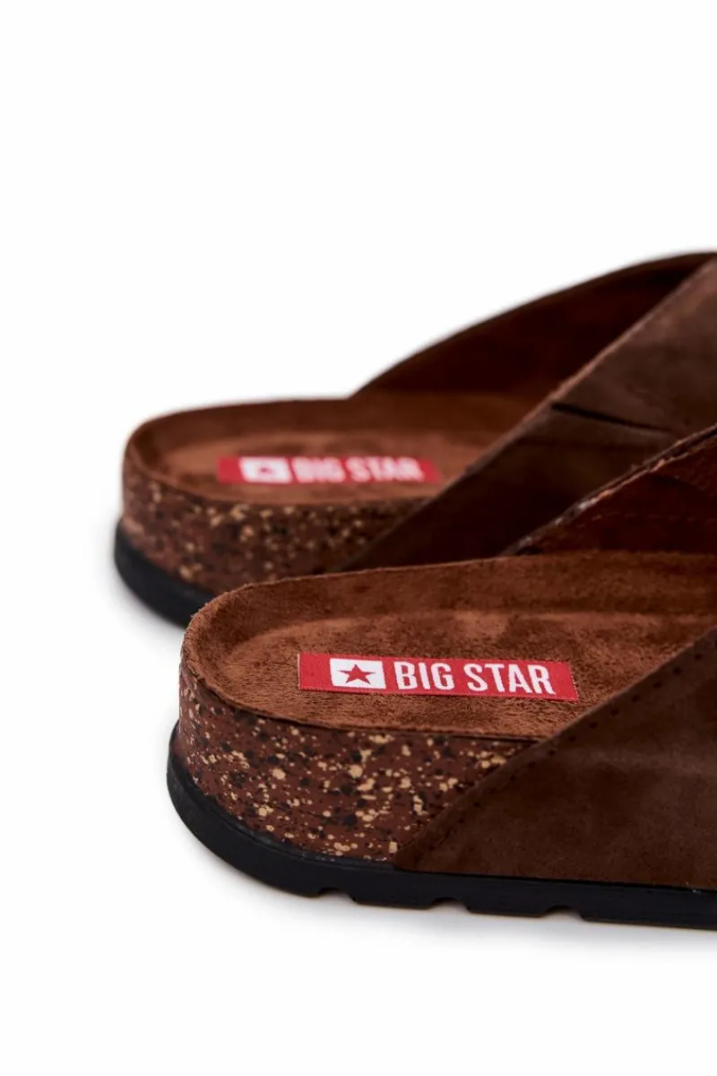 Klapki Męskie Big Star|Klapki Męskie Klasyczne>Big Star Shoes Męskie Wygodne Klapki Big Star JJ176006 Brązowe