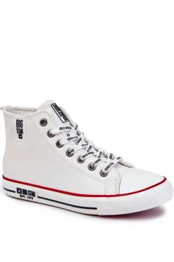 New Big Star Shoes Męskie Wysokie Ocieplane Trampki Big Star KK174345 Białe Biały