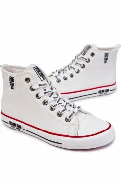 New Big Star Shoes Męskie Wysokie Ocieplane Trampki Big Star KK174345 Białe Biały