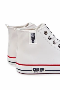 New Big Star Shoes Męskie Wysokie Ocieplane Trampki Big Star KK174345 Białe Biały