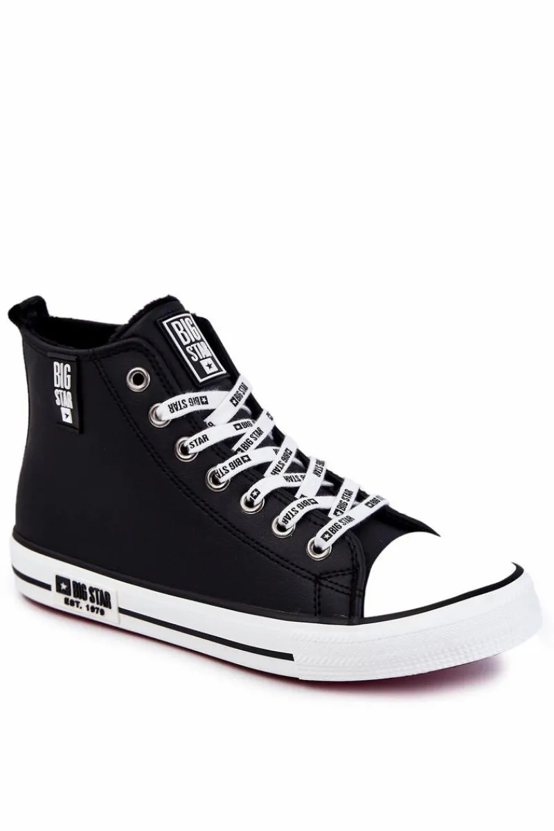 Outlet Big Star Shoes Męskie Wysokie Ocieplane Trampki Big Star KK174346Czarne