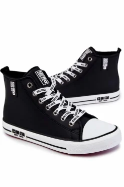 Outlet Big Star Shoes Męskie Wysokie Ocieplane Trampki Big Star KK174346Czarne