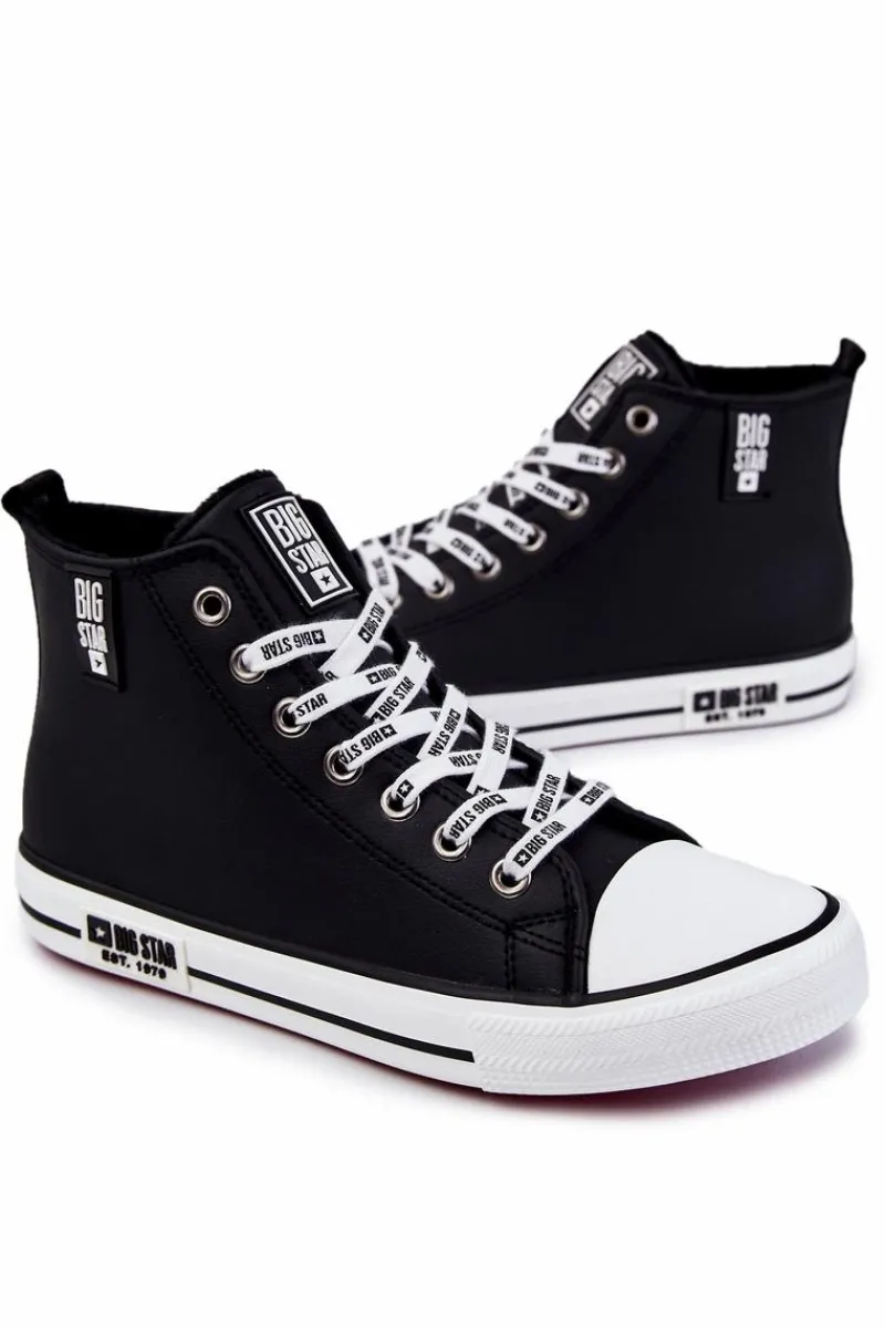Outlet Big Star Shoes Męskie Wysokie Ocieplane Trampki Big Star KK174346Czarne