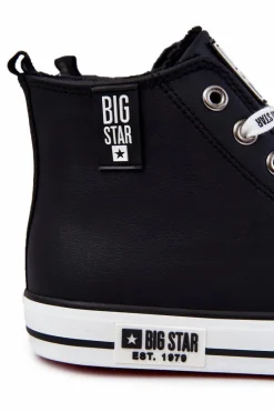 Outlet Big Star Shoes Męskie Wysokie Ocieplane Trampki Big Star KK174346Czarne