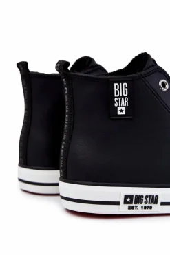 Outlet Big Star Shoes Męskie Wysokie Ocieplane Trampki Big Star KK174346Czarne