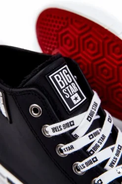 Outlet Big Star Shoes Męskie Wysokie Ocieplane Trampki Big Star KK174346Czarne