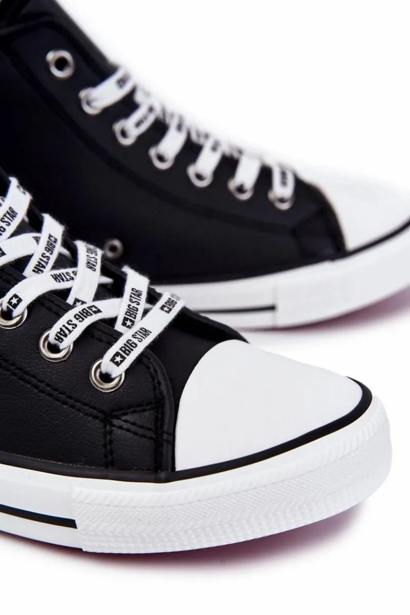 Outlet Big Star Shoes Męskie Wysokie Ocieplane Trampki Big Star KK174346Czarne