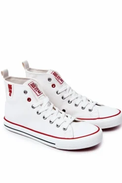 Sale Big Star Shoes Męskie Wysokie Skórzane Trampki BIG STAR JJ174071 Białe