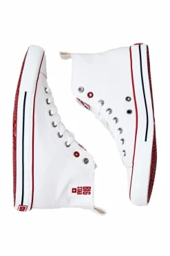 Sale Big Star Shoes Męskie Wysokie Skórzane Trampki BIG STAR JJ174071 Białe