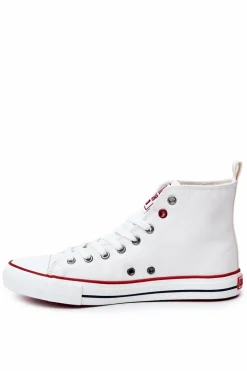 Sale Big Star Shoes Męskie Wysokie Skórzane Trampki BIG STAR JJ174071 Białe