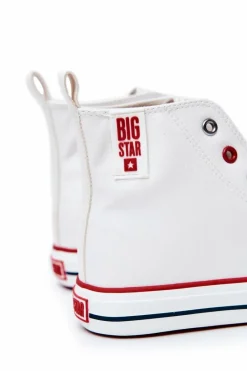 Sale Big Star Shoes Męskie Wysokie Skórzane Trampki BIG STAR JJ174071 Białe