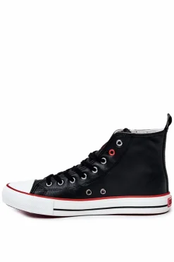 Clearance Męskie Wysokie Skórzane Trampki BIG STAR JJ174070 Czarne Męskie Trampki Męskie Big Star|Trampki Wysokie