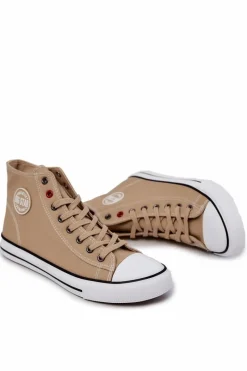 Sale Męskie Wysokie Trampki Big Star JJ174386 Beżowe Męskie Trampki Męskie Big Star|Trampki Wysokie