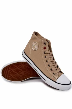 Sale Męskie Wysokie Trampki Big Star JJ174386 Beżowe Męskie Trampki Męskie Big Star|Trampki Wysokie