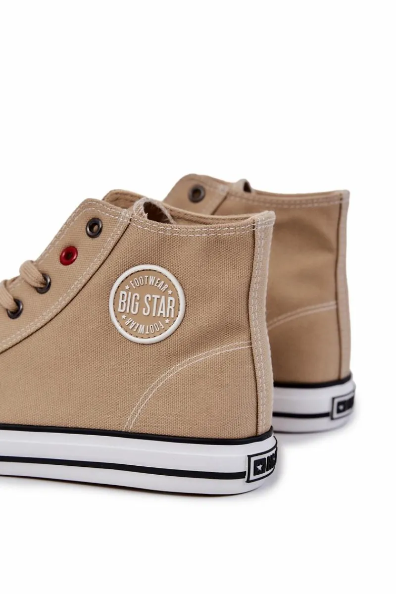 Sale Męskie Wysokie Trampki Big Star JJ174386 Beżowe Męskie Trampki Męskie Big Star|Trampki Wysokie