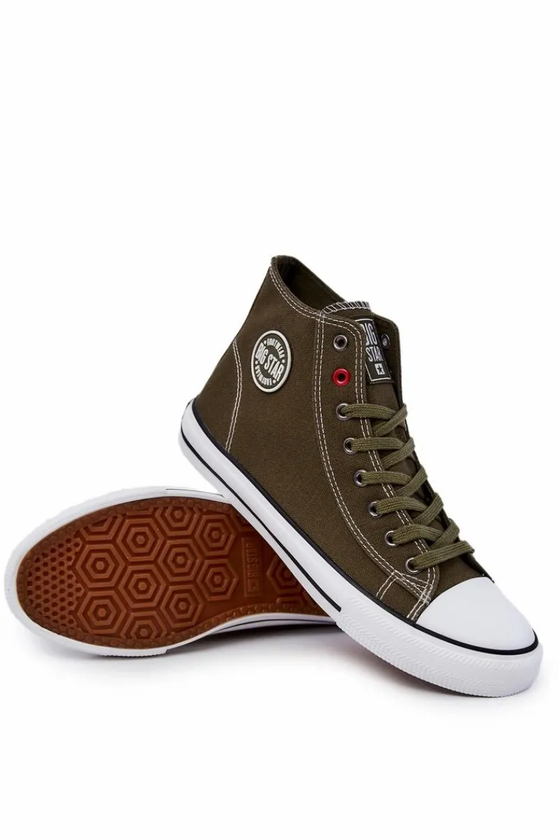 Outlet Męskie Wysokie Trampki Big Star JJ174387 Khaki Męskie Trampki Męskie Big Star|Trampki Wysokie