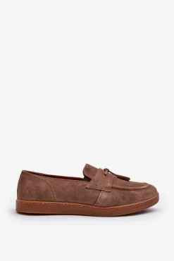 Półbuty Casual|Półbuty Eleganckie></noscript>Zazoo Męskie Zamszowe Loafersy Półbuty 1566 Brązowe Brązowy