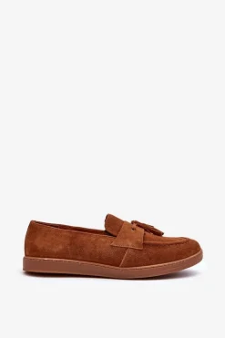 Sale Męskie Zamszowe Loafersy Półbuty 1566 - Ciepły Brąz Męskie Półbuty Casual|Półbuty Eleganckie