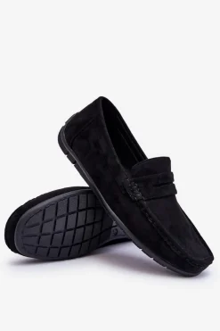 Hot Boto Męskie Zamszowe Mokasyny Czarne Wesley Czarny