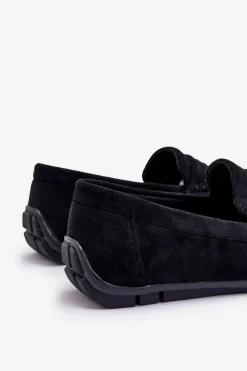 Hot Boto Męskie Zamszowe Mokasyny Czarne Wesley Czarny