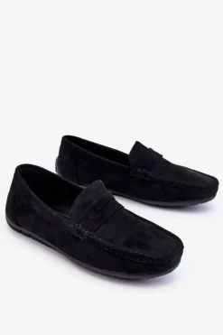 Hot Boto Męskie Zamszowe Mokasyny Czarne Wesley Czarny